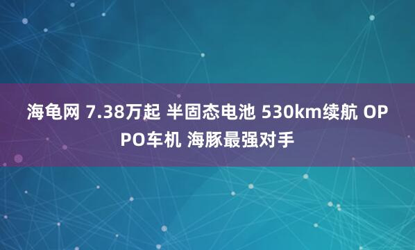 海龟网 7.38万起 半固态电池 530km续航 OPPO车机 海豚最强对手